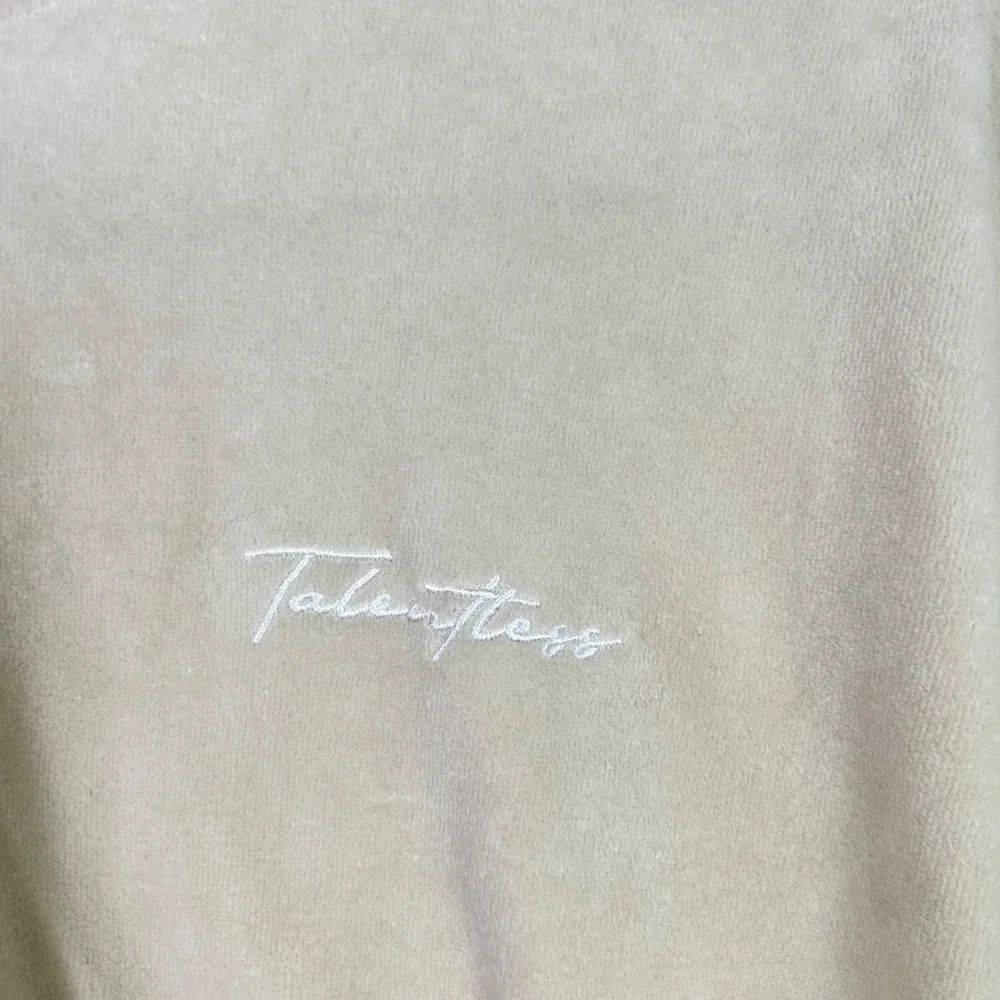 Talentless Hoodie Womens Small Cream Long Sleeve Hooded Crop Top Sweatshirt - Picture 3 of 9